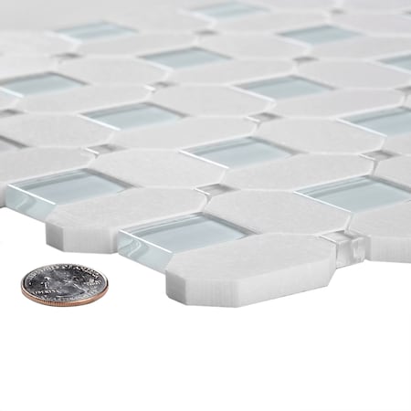 Sample, Thassos Octagon&Grey Dot 12.2X12.2 Mrbl&Glass Mosaic Tile